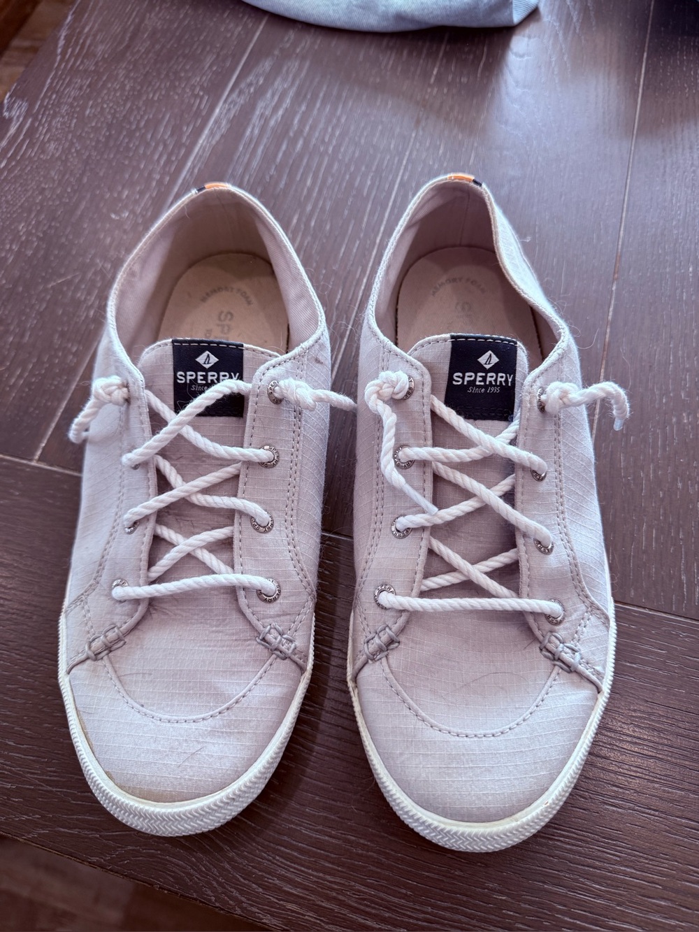 Sperry Neutral Canvas Boat Shoes - Light Beige